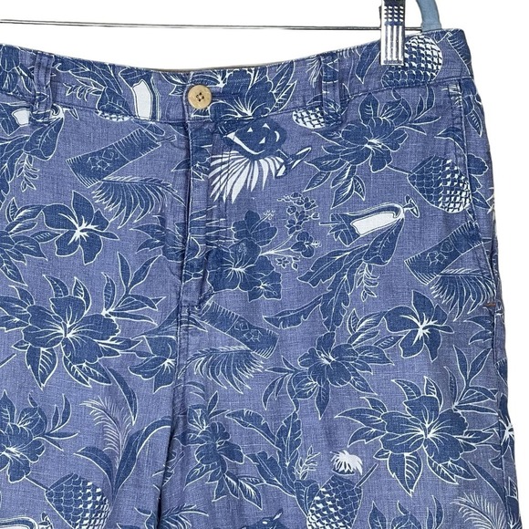 Tommy Bahama Men’s Linen Blue & White Tropical Print Golf Shorts Size 34 - Picture 3 of 14
